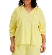 Yellow Terry Cloth Plus Size Hoodie 1X