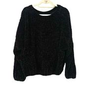 ZARA Oversized Chenille Sweater in Black Sz Medium