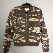 Final Sale: Amazing Marrakech Sherpa Camo Plush teddy bomber style jacket medium