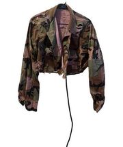 FURST OF A KIND Remade Women's Camo Bomber Jacket Size M Streetwear