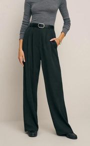 Reformation Mason Black High-Rise Pleated Relaxed Trouser Pant Size 0P