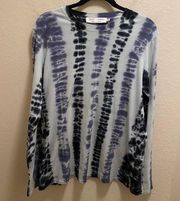 Proenza Schouler White Label Blue Oversized Tie Dye Long Sleeve Tee Size M