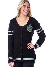 Harry Potter Black Green Slytherin Crest Button-Up Cardigan