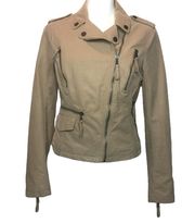 Tan Faux Suede Moto Jacket - Size Medium