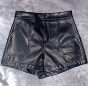 Black Leather High Waisted Shorts 