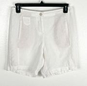 J. JILL Love Linen Sheer White 100% Linen High Rise Shorts, Size 6