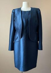 CAROLINA HERRERA | Blue 2-pc Sheath Dress & Blazer Jacket Sz L