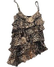 Rachel Zoe Kylie Asymmetrical Ruffle Cheetah Tank