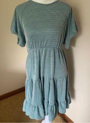 Caution to the Wind Teal & White Stretchy, Cool and Comfortable Dress Size Large