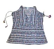 Becca Cold Shoulder Tassel Swimsuit Cover Up Size xs Multi-color Stripe