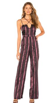 x REVOLVE Madeline Jumpsuit in Purple & Noir Stripe