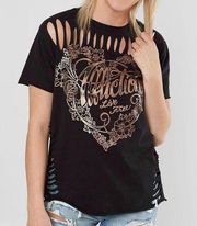 NEW AFFLICTION WOMEN'S FREE HEART RIPPED SHIRT