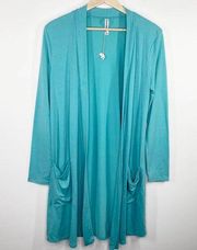 Zenana Premium Light Blue Long Sleeve Open Front Cardigan Womens Size Small NWOT