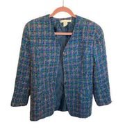 90's Vintage The Limited Plaid Tweed Long Sleeve Button Up  Blazer Size Large