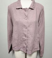 FLAX mauve button down collared jacket size small (6-10)