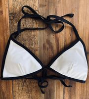 White & Black Trim Triangle Bikini Top 