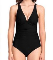 Merona Strappy Ruched Black One Piece Swimsuit Size M Medium