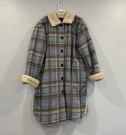 Sweet Rain Sherpa Plaid Coat Medium M