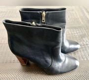 Ann Taylor Black Leather Boots Booties Size 9.5