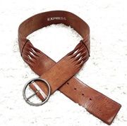 Express Vintage Boho Leather Wide Brown Belt Adjustable Women’s Small Bohemian