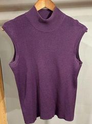 Coldwater Creek Eggplant sleeveless mock turtle neck sweater. Size Med.