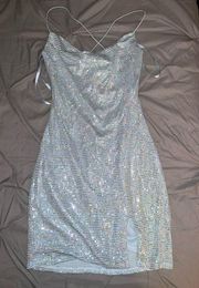 blue sequin dress