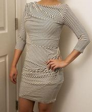 Greylin‎ Drape Top Dress Back Cutout Striped Midi