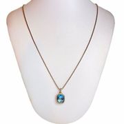 David Yurman Noblesse Blue Topaz 14k + 925 Sterling Silver Pendant Necklace