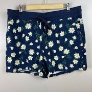 Draper James Natalie Shorts Size XL Navy Magnolia Floral Lounge Comfy Preppy