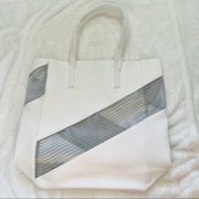 Estee lauder white leather mesh tote bag