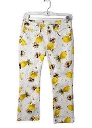 Pilcro And The Letterpress High Rise Bootcut Jeans Womens 26 Petite Lemon Print