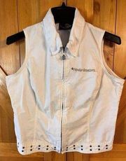 Harley Davidson white Jean studded vest size large (2738)￼