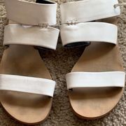 REBECCA MINKOFF 3 STRAP EMMA WHITE TIE FLAT SANDAL