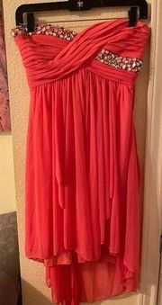 Womens pink/bling strapless dress size medium