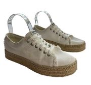 Tretorn Sz 8 Women's White Platform Espadrille Low Top Lace Up Sneakers