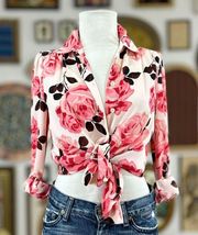 Kate Spade Rambling Roses Blouse Womens Size Small Pink White Red Black