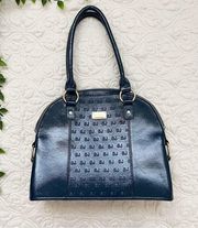 St. John Logo Embossed Patent Leather Satchel Purse