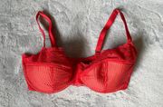 Red  34H lace and mesh bra