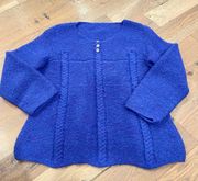 green Womans Blue Knitted Sweater Size Medium