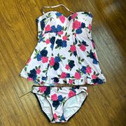 Seafolly Australia Swim Tank Top Baby Doll Sz 10 Pink Rose Bikini Bottom Size 8