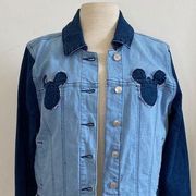 Disney Her Universe Mickey Mouse Patchwork light dark blue denim jean jacket S