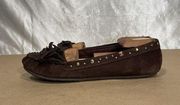 Vintage Y2K LEI Brown Suede Leather Moccasins Moc Toe Loafer Sz 10