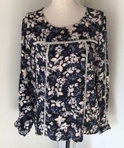 Skies Are Blue Anthropologie Blue Floral Blouse