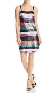 Colorful Sequined Sleeveless Striped Party Club Eras Tour Mini Dress M