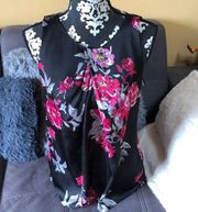 DANA BUCHMAN Black Flower Print Tank Top Size M