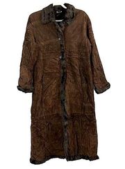 Vintage Marvin 100% leather trench coat brown size medium penny lane mob wife