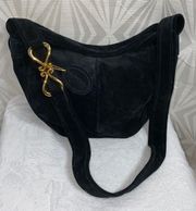 Inge Christopher Black Suede Hobo Shoulder Purse