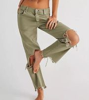 Free People we the free Maggie Mid-Rise Straight-Leg Denim in Moss 28”