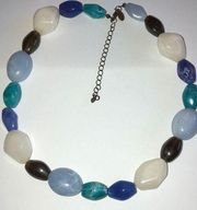 Aldo Blue Multi Color Stone Chunky Beaded Necklace