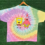 Nickelodeon Spongebob Squarepants & Patrick Star Bffs Oversized Tie Dye Tee 1X